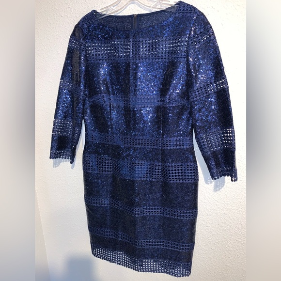 NWOT Alex Marie Navy Sequin Sheath Dress - Picture 8 of 17